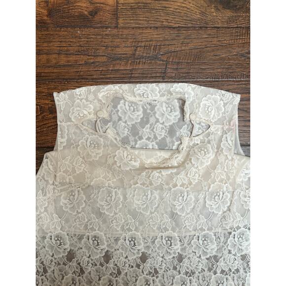 Vintage Clothing - Sheer Lace Tank Top - White English Roses - Medium - Picture 9 of 9